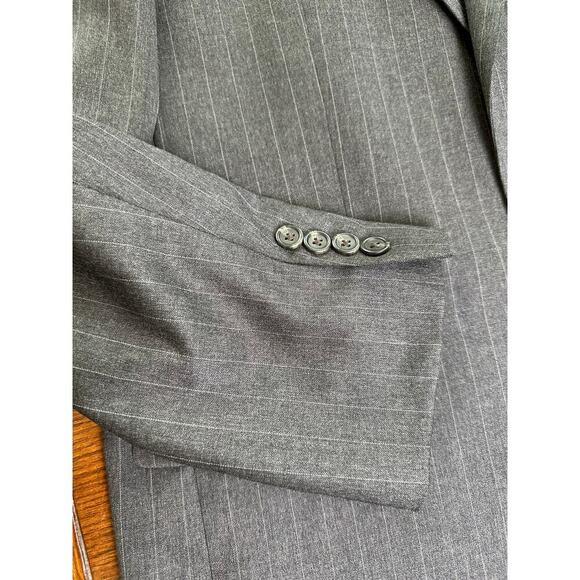 Lauren Ralph Lauren 100% Wool Gray Pinstripe 2 Button Blazer Academia Preppy 40L - Picture 10 of 13
